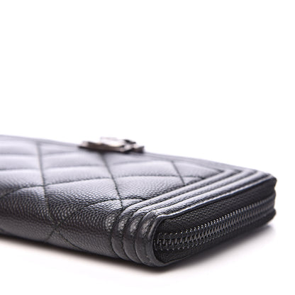 Chanel Caviar Quilted Small Boy Zip Around Wallet Black 10 of 10