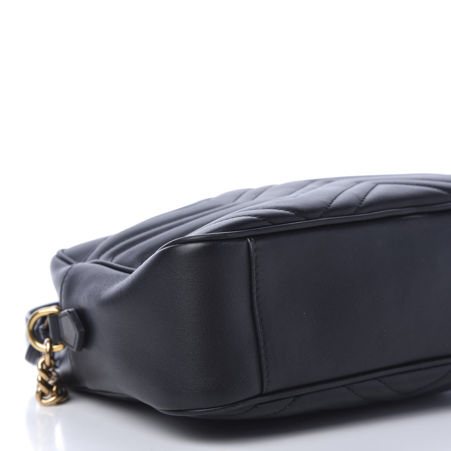 Gucci Calfskin Matelasse Medium GG Marmont Chain Shoulder Bag Black 9 of 11
