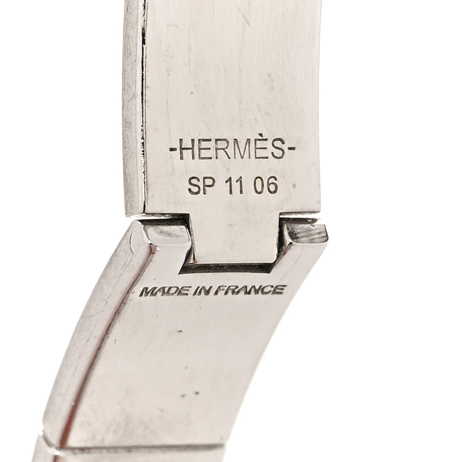 Hermes Epsom Charniere Uni Narrow Hinged Bracelet M White 5 of 6