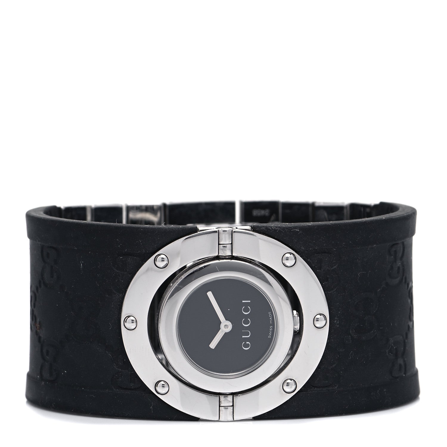 Gucci Stainless Steel Rubber 33mm Twirl Quartz Watch Black 2 of 5