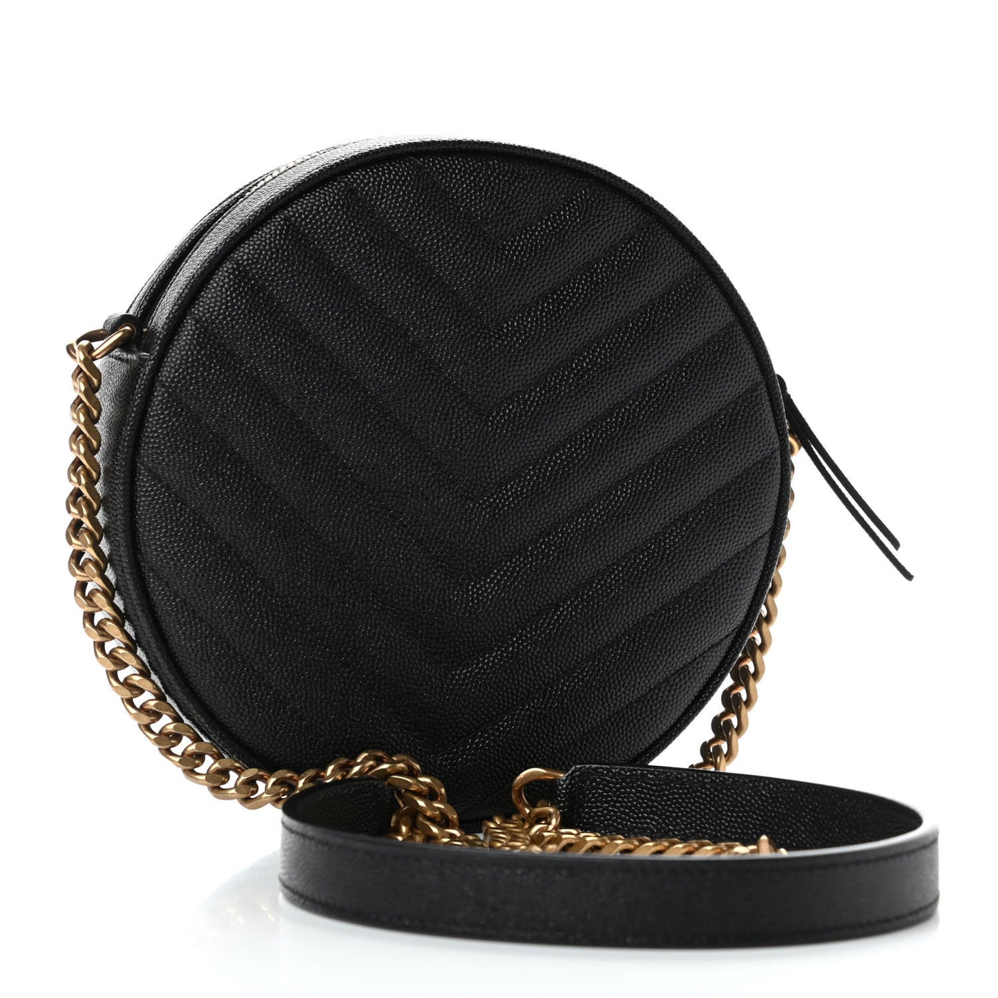 Grain De Poudre Matelasse Chevron Quilted Round Vinyle Camera Bag Black