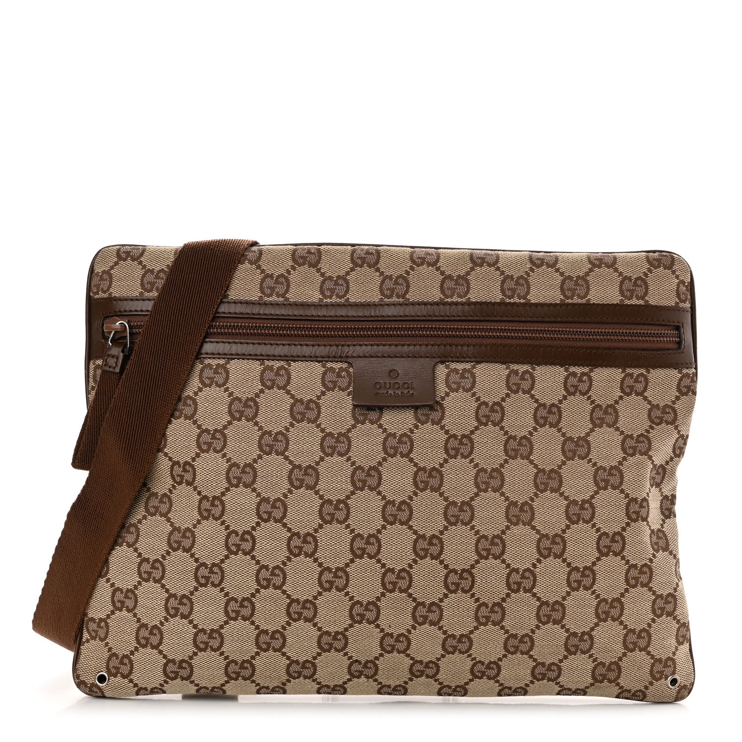 Gucci Monogram Flat Messenger Bag Dark Brown 1 of 11