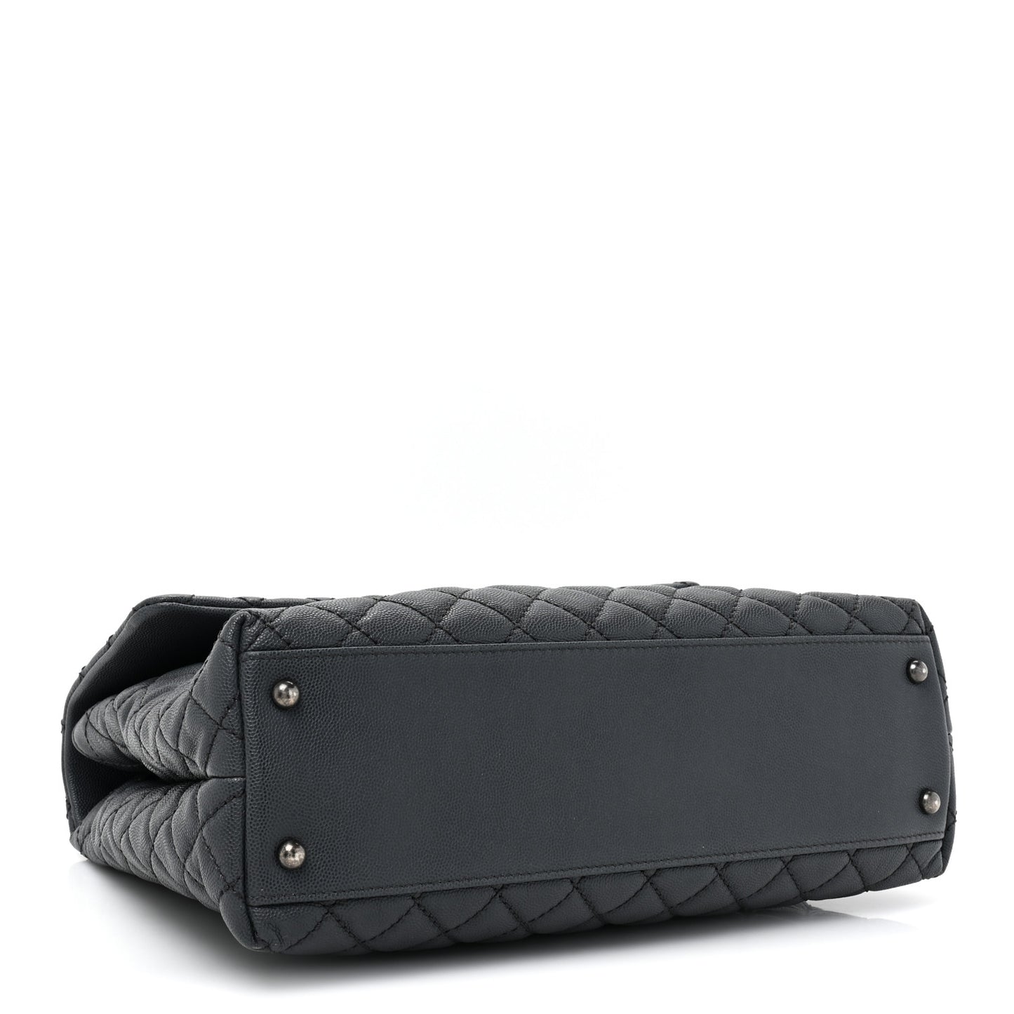 Caviar Lizard Quilted Large Coco Handle Flap Grey