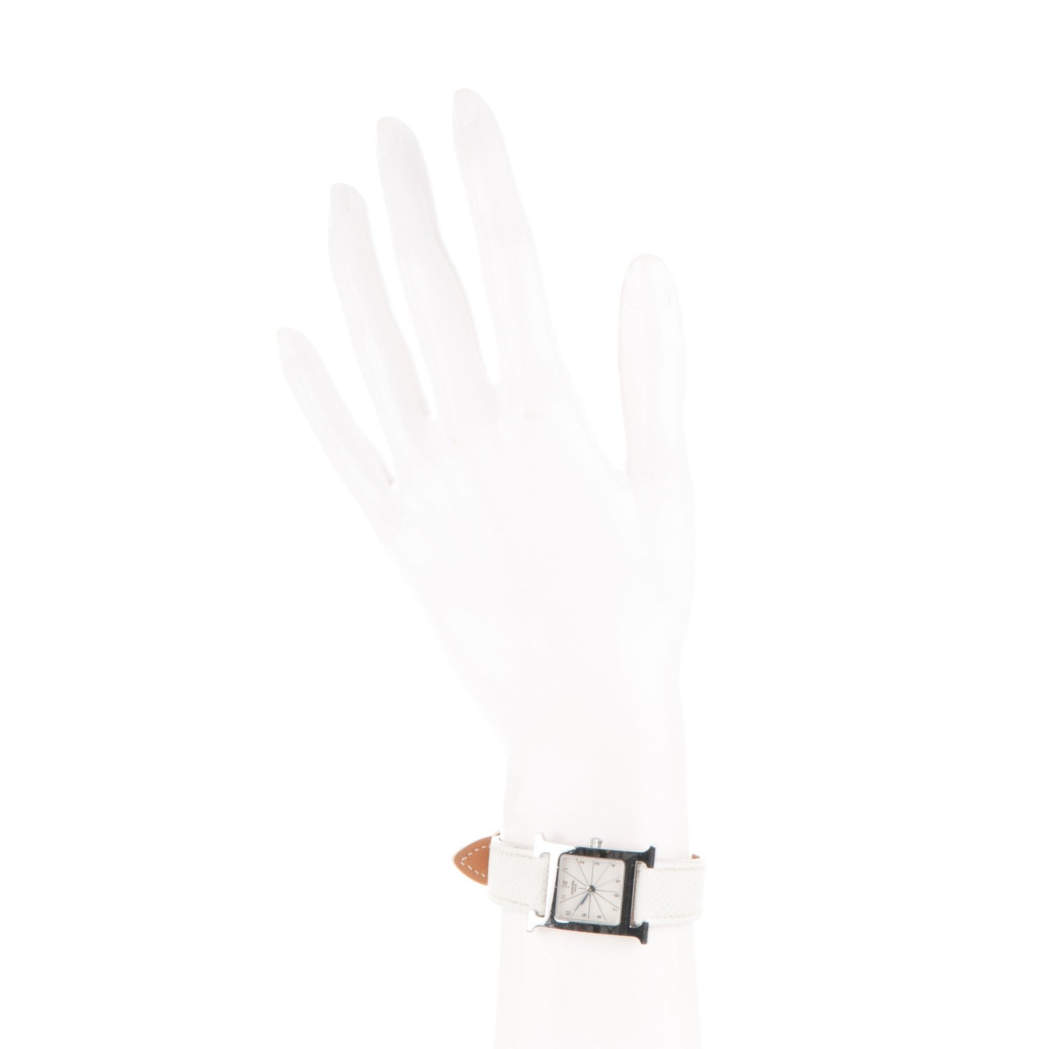 Hermes Stainless Steel Epsom 21mm Heure H Hour Quartz Watch Blanc 2 of 10