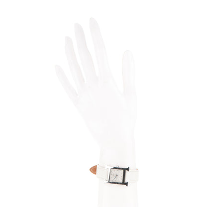 Hermes Stainless Steel Epsom 21mm Heure H Hour Quartz Watch Blanc 2 of 10