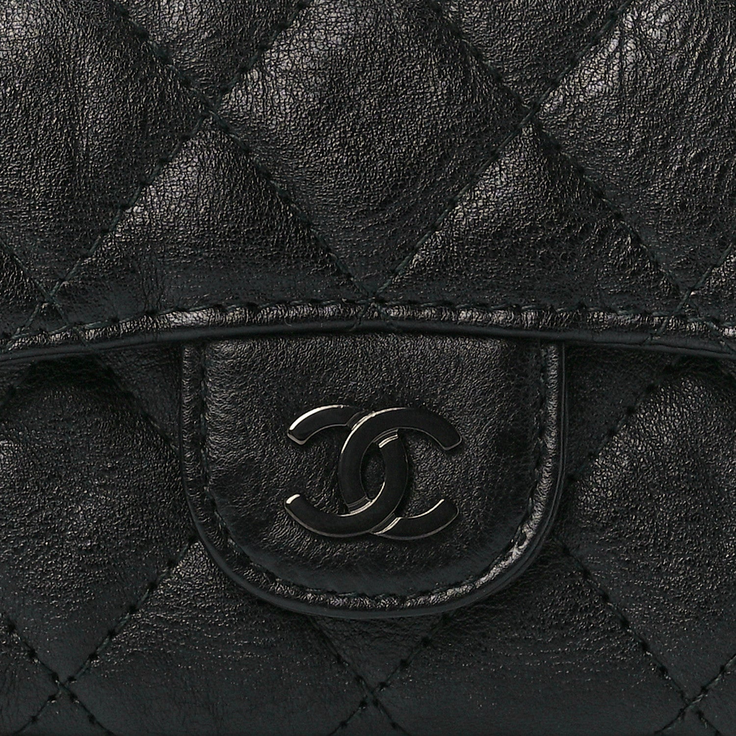 Chanel Crumpled Calfskin Quilted Flap Card Holder Wallet So Black 9 of 13
