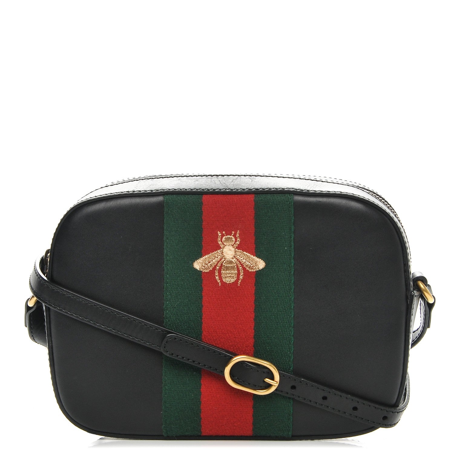 Gucci Calfskin Web Small Webby Bee Shoulder Bag Black 1 of 7