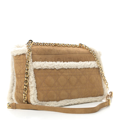 Christian Dior Shearling Cannage Large Caro Bag Camel 3 of 5