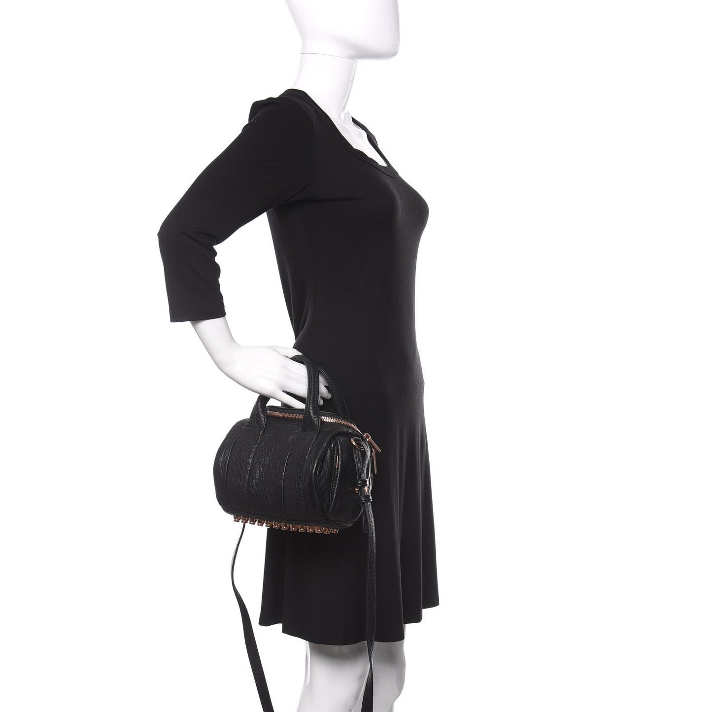 Pebbled Lambskin Mini Rockie Black Rose Gold Hardware
