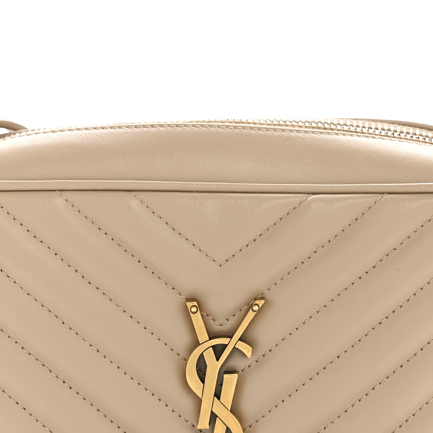 Saint Laurent Calfskin Matelasse Monogram Lou Camera Bag Dark Beige 8 of 13