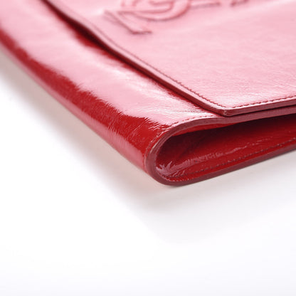 Saint Laurent Textured Patent Monogram Large Belle De Jour Clutch Red 13 of 15