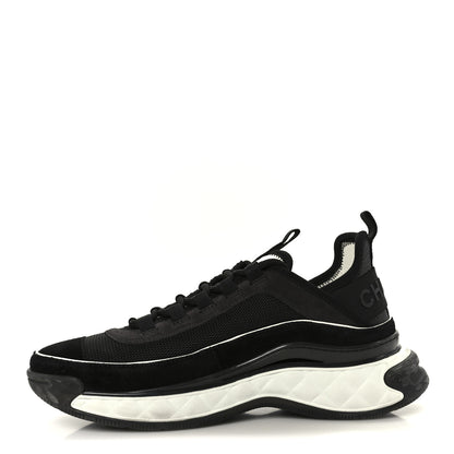 Chanel Velvet Calfskin Mixed Fibers CC Sneakers 38 Black Dark Grey 1 of 10