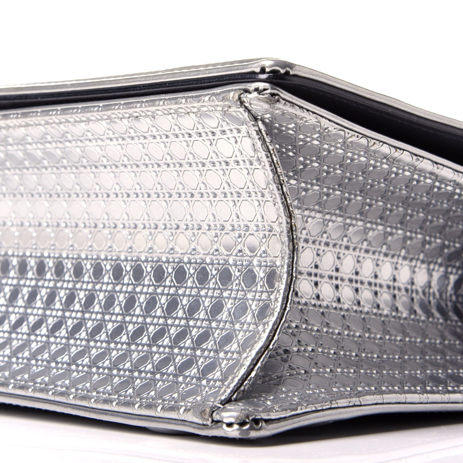 Christian Dior Metallic Patent Micro-Cannage Medium Diorama Flap Bag Silver 8 of 8