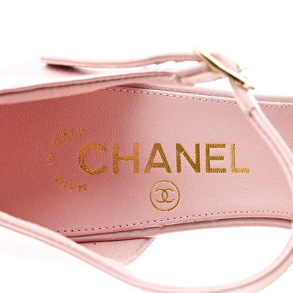 Chanel Satin Pearl Sandals 37 Light Pink 6 of 9
