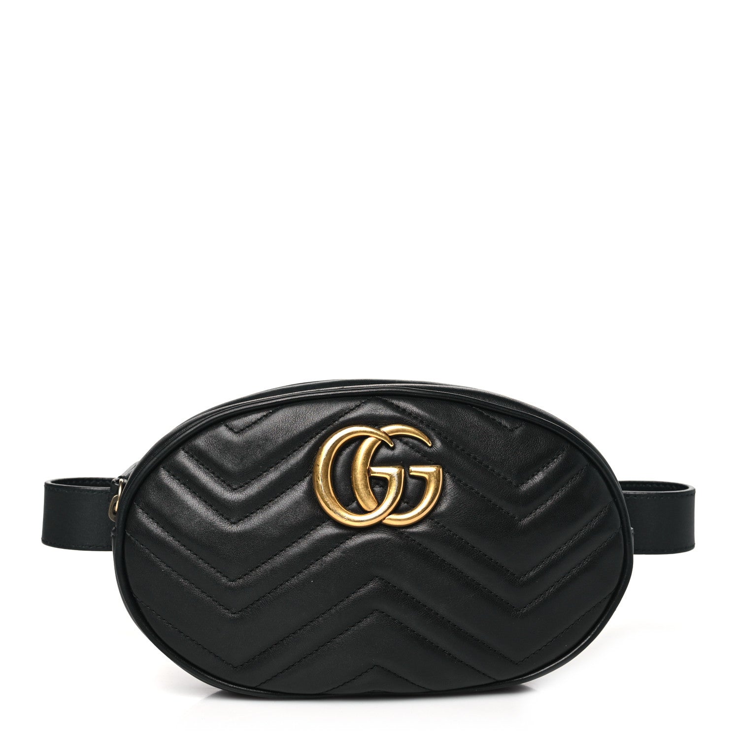 Gucci Calfskin Matelasse GG Marmont Belt Bag 95 38 Black 1 of 12