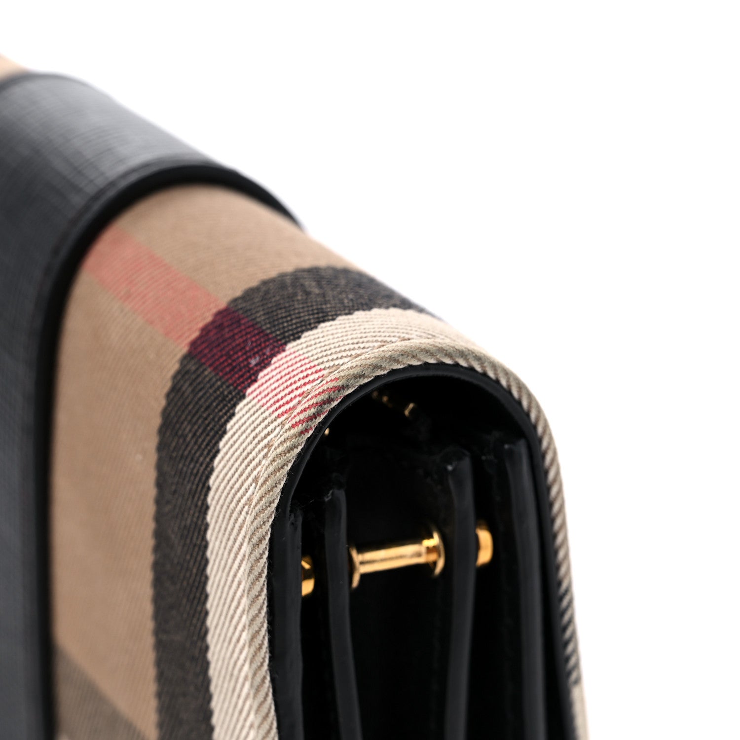 Burberry House Check Bridle Calfskin Small Madison Buckle Bag Black 10 of 13