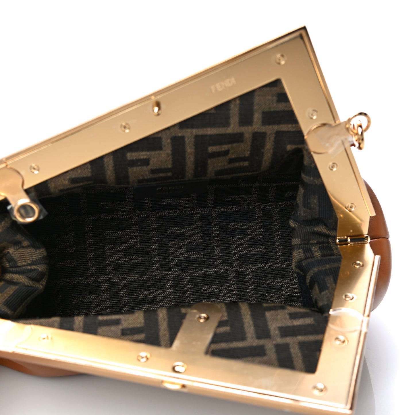 Shiny Nappa Small Fendi First Caramello
