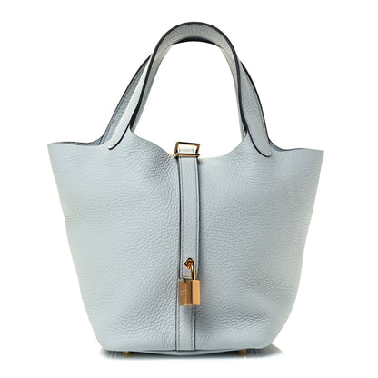 Hermes Taurillon Clemence Picotin Lock 18 PM Bleu Pale 1 of 4