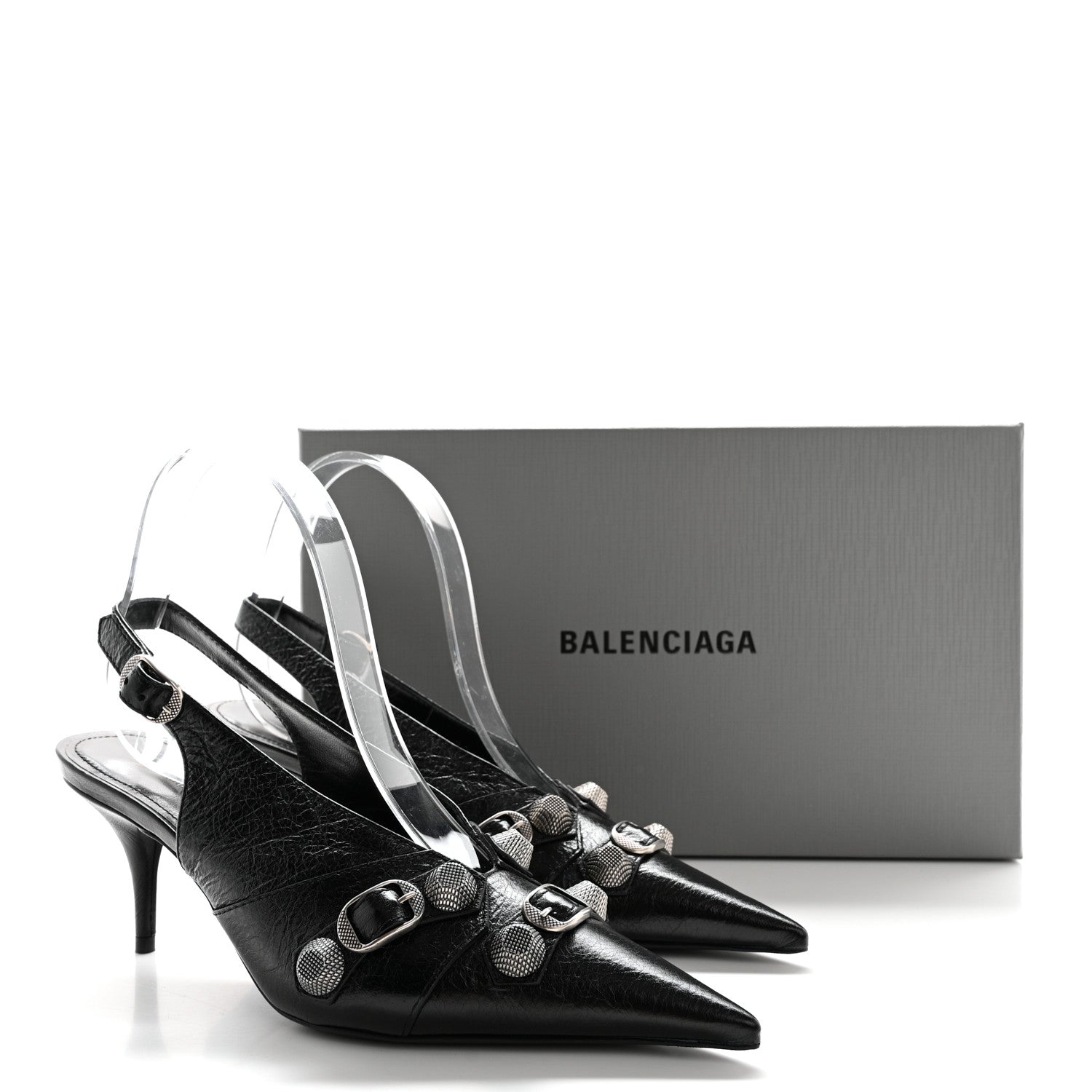 Balenciaga Agneau Arena Cagole 70mm Slingback Pumps 36 Black 10 of 10