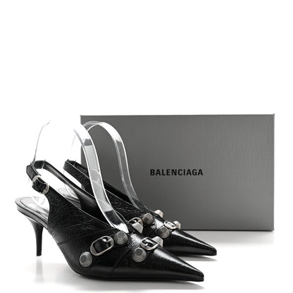 Balenciaga Agneau Arena Cagole 70mm Slingback Pumps 36 Black 10 of 10