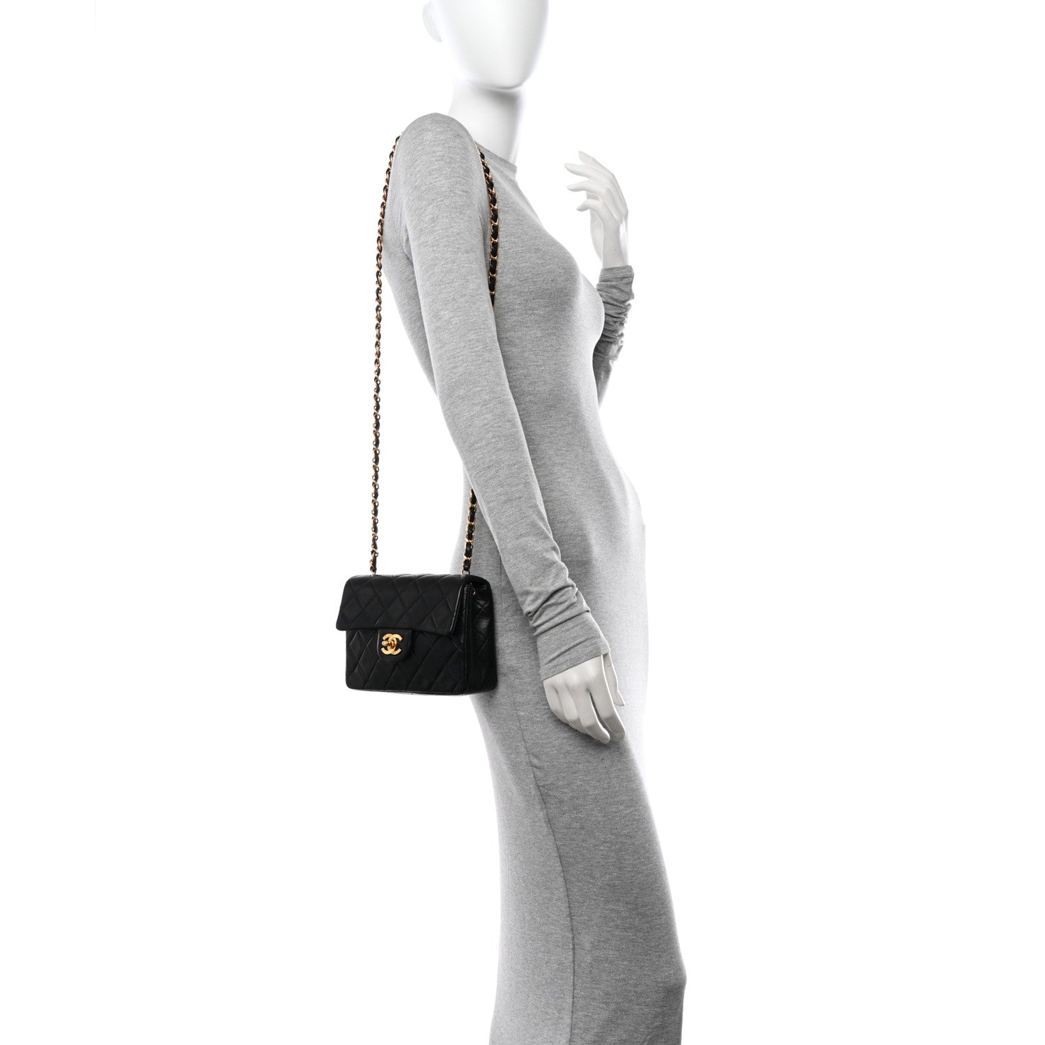 Chanel Lambskin Quilted Mini Square Flap Black 2 of 12