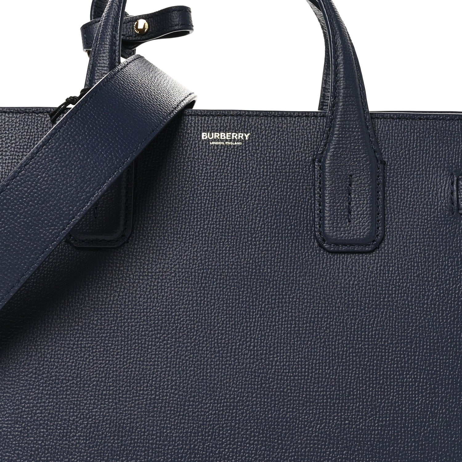Burberry Derby Calfskin Vintage Check Medium Banner Tote Regency Blue 9 of 11