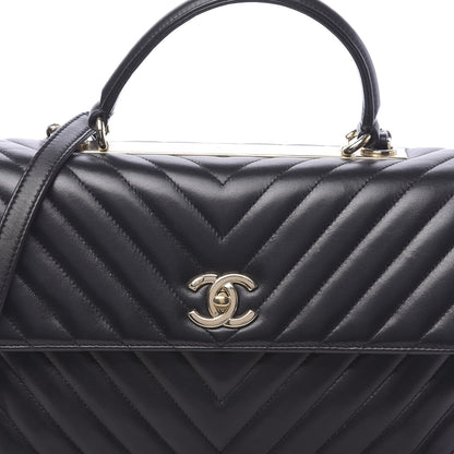 Chanel Lambskin Chevron Quilted Medium Trendy CC Dual Handle Flap Bag Black 8 of 12