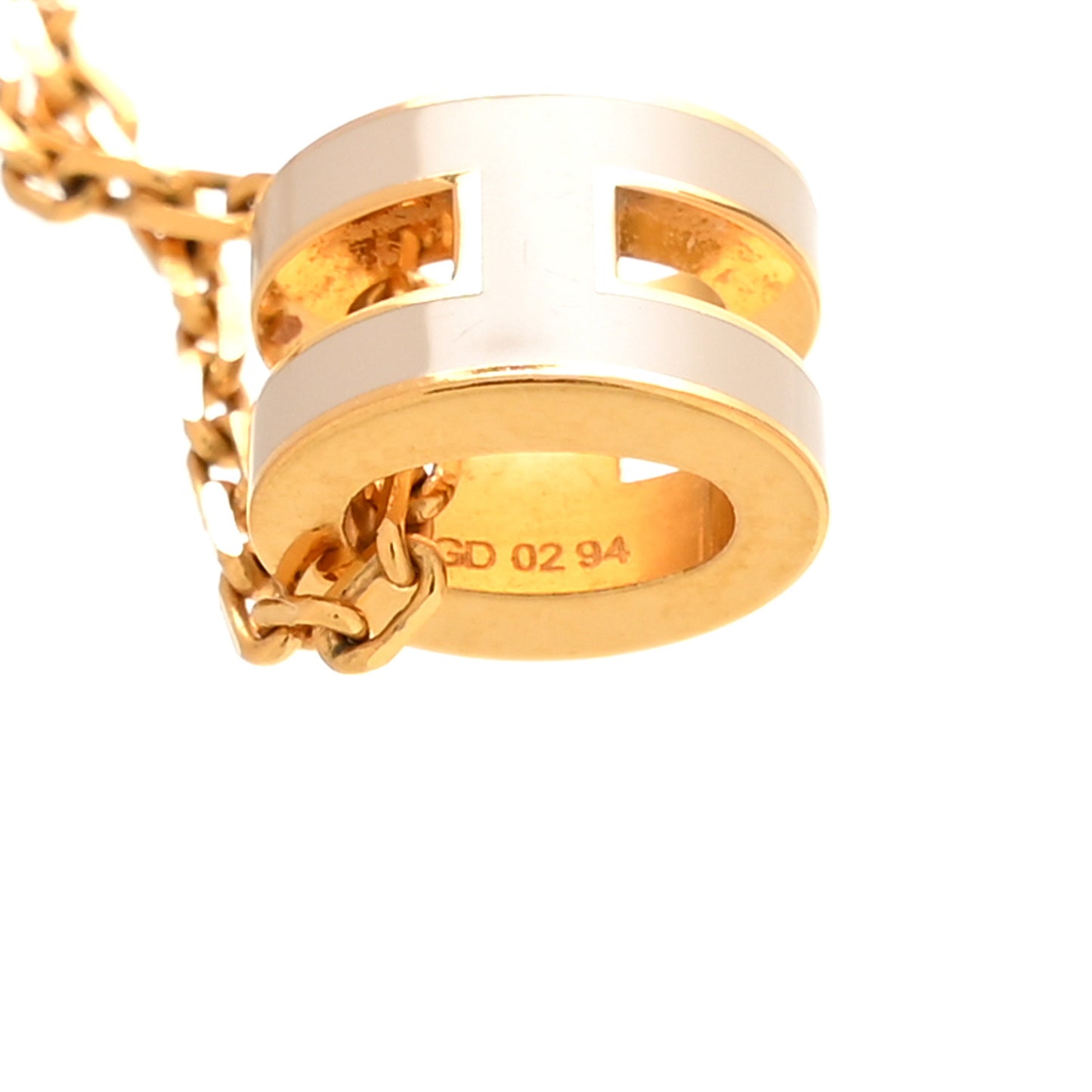 Lacquered Gold Mini Pop H Pendant Necklace Marron Glace