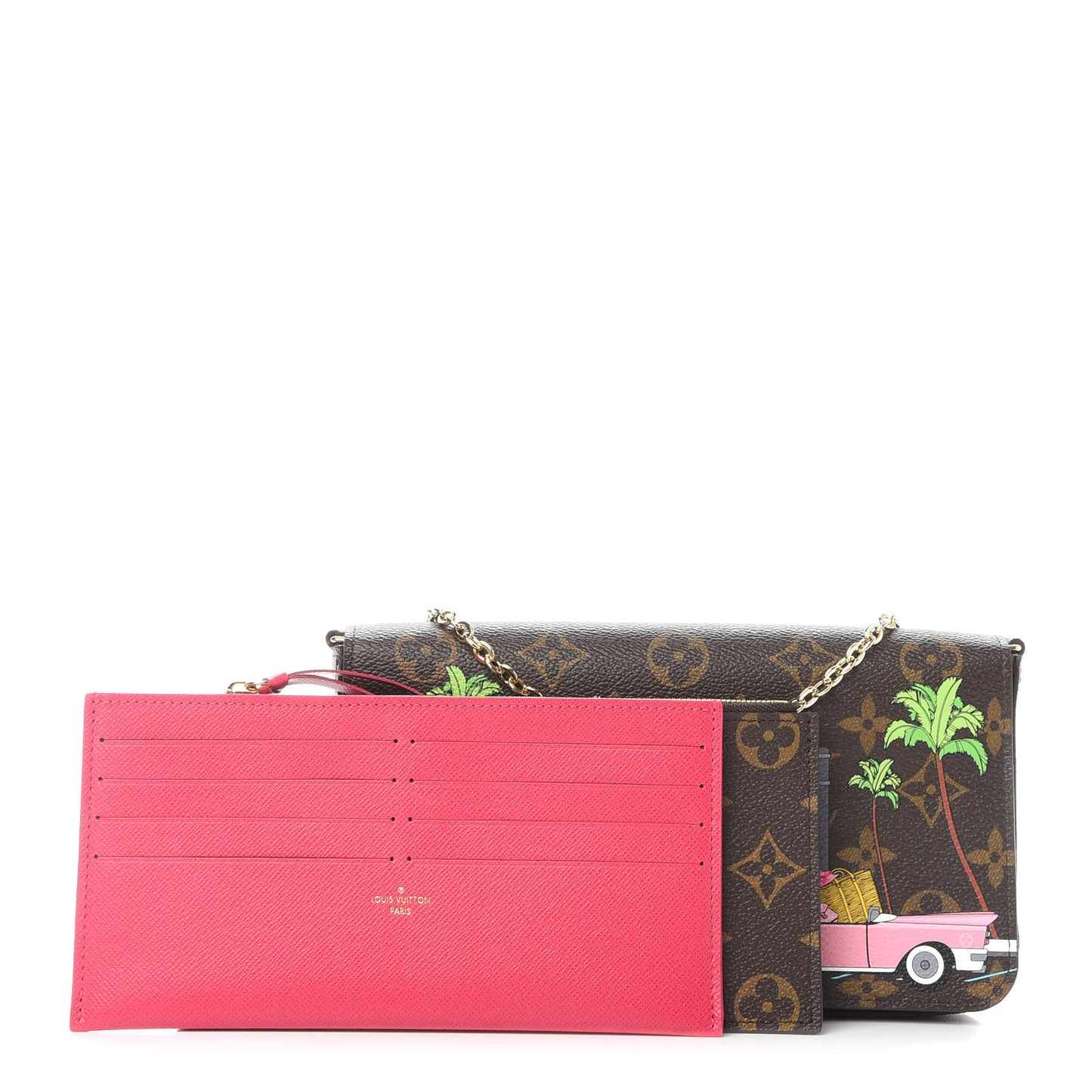 Monogram 2021 Christmas Animation Hollywood Pochette Felicie Chain Wallet Fuchsia