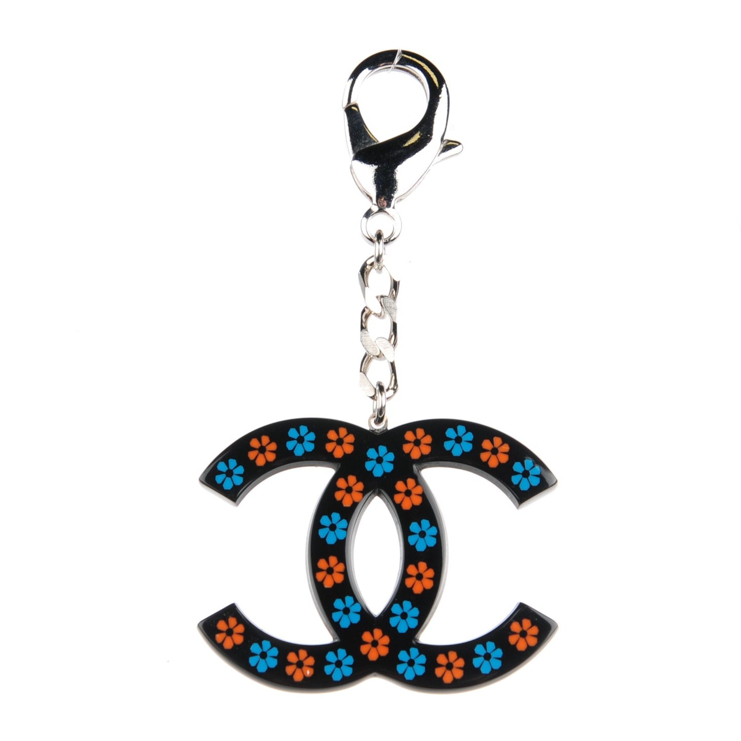 Resin CC Camellia Bag Charm Black