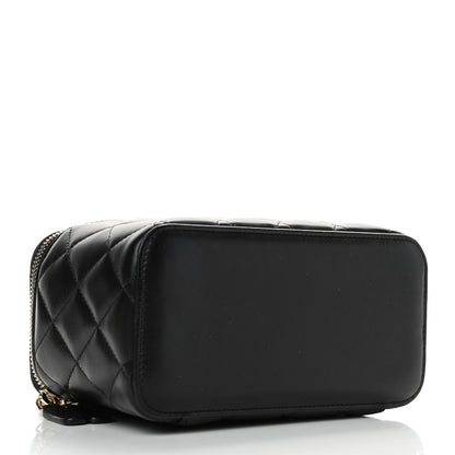 Chanel Lambskin Quilted Small Top Handle Vanity Case With Chain Black 3 of 4