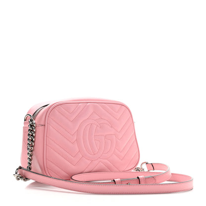 Gucci Calfskin Matelasse Small GG Marmont Chain Shoulder Bag Wild Rose 2 of 15