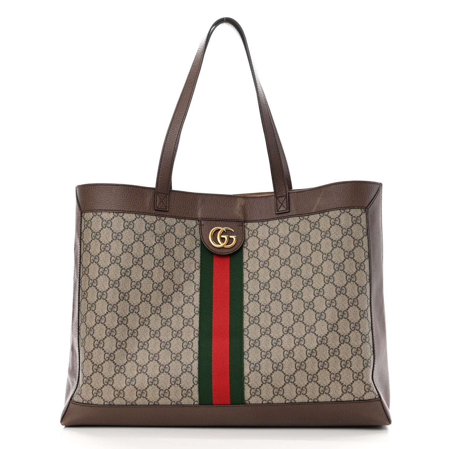 GG Supreme Monogram Web Ophidia Tote Brown