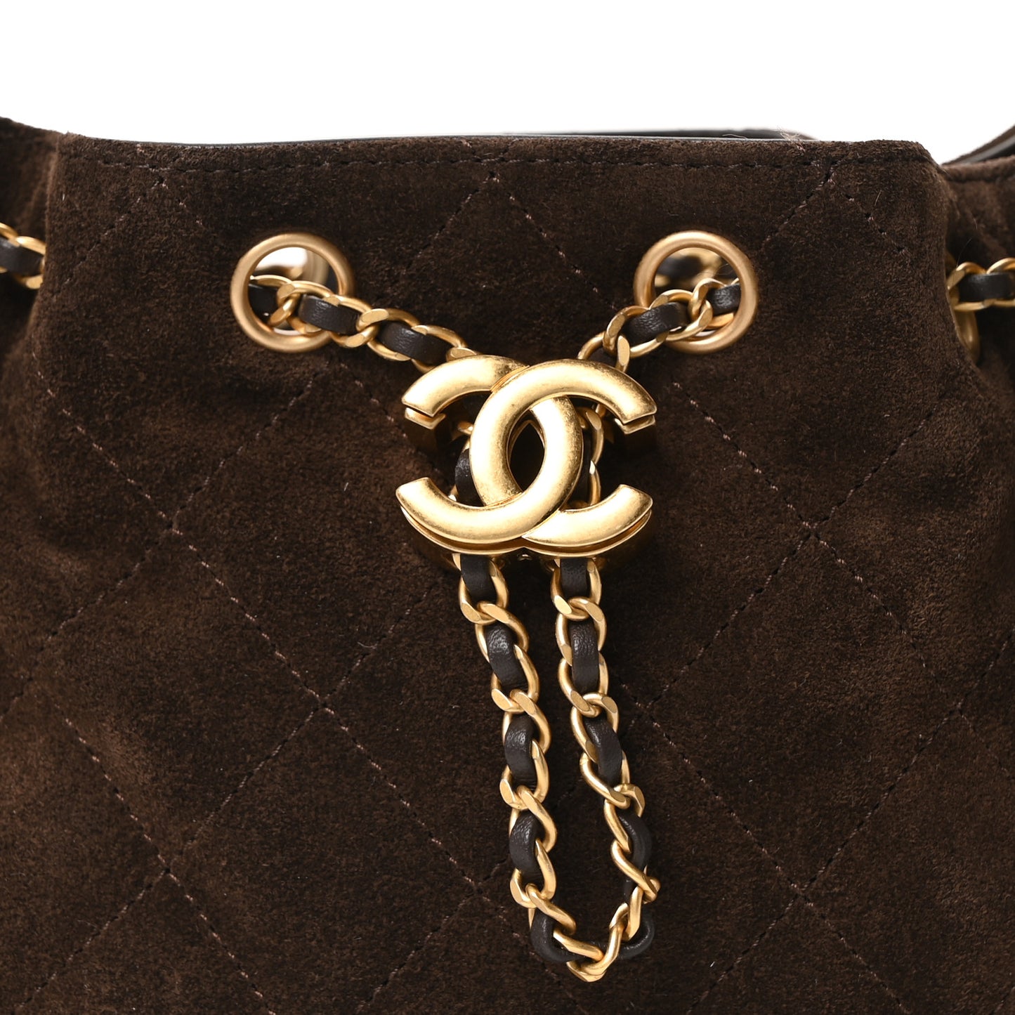 Suede Quilted Mini Chanel 25 Handbag Dark Brown