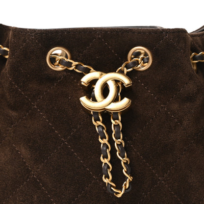 Chanel Suede Quilted Mini Chanel 25 Handbag Dark Brown 8 of 10