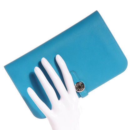 Hermes Swift Calfskin Dogon Wallet Turquoise 2 of 8