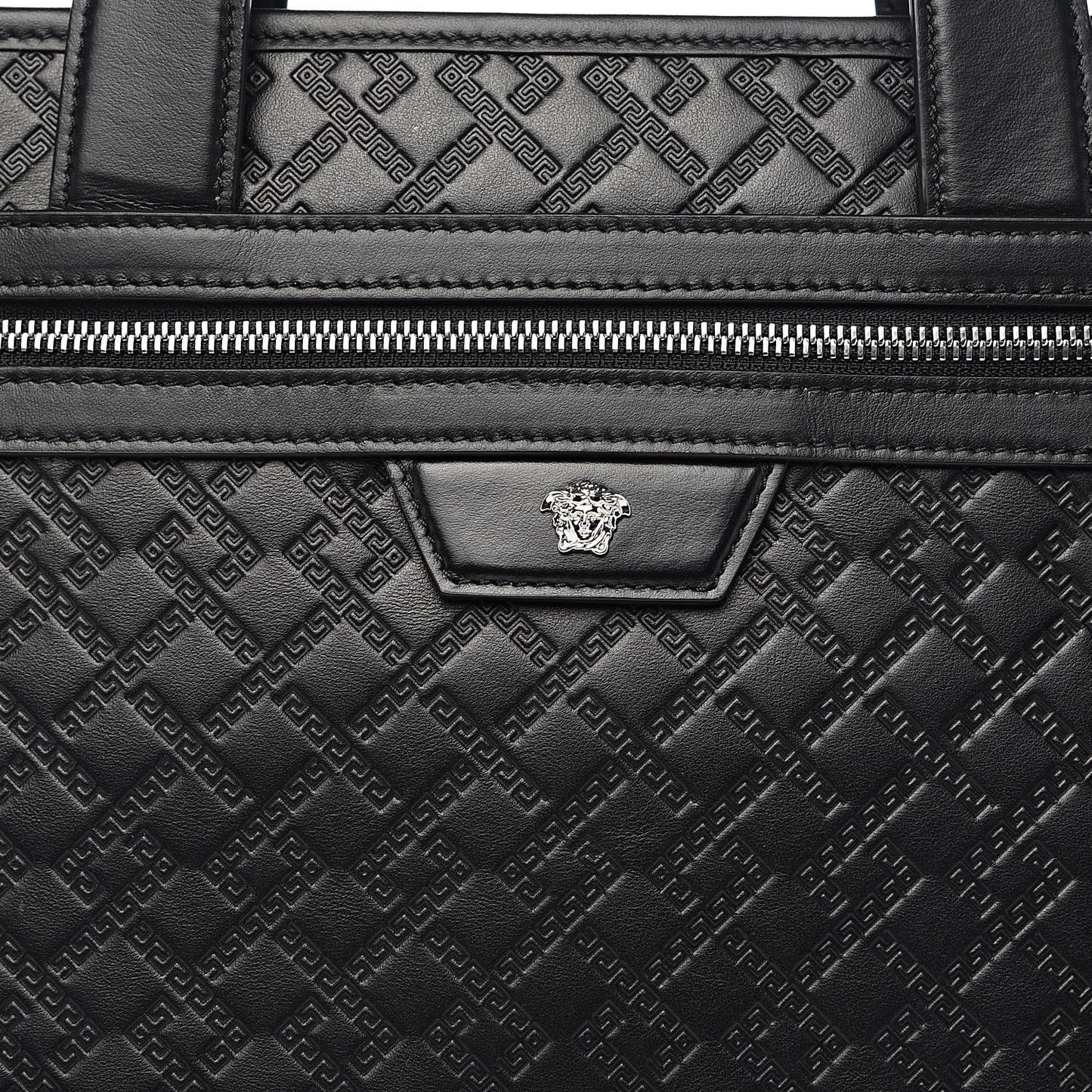 Calfskin Nylon Medusa Lifestyle Tote Black