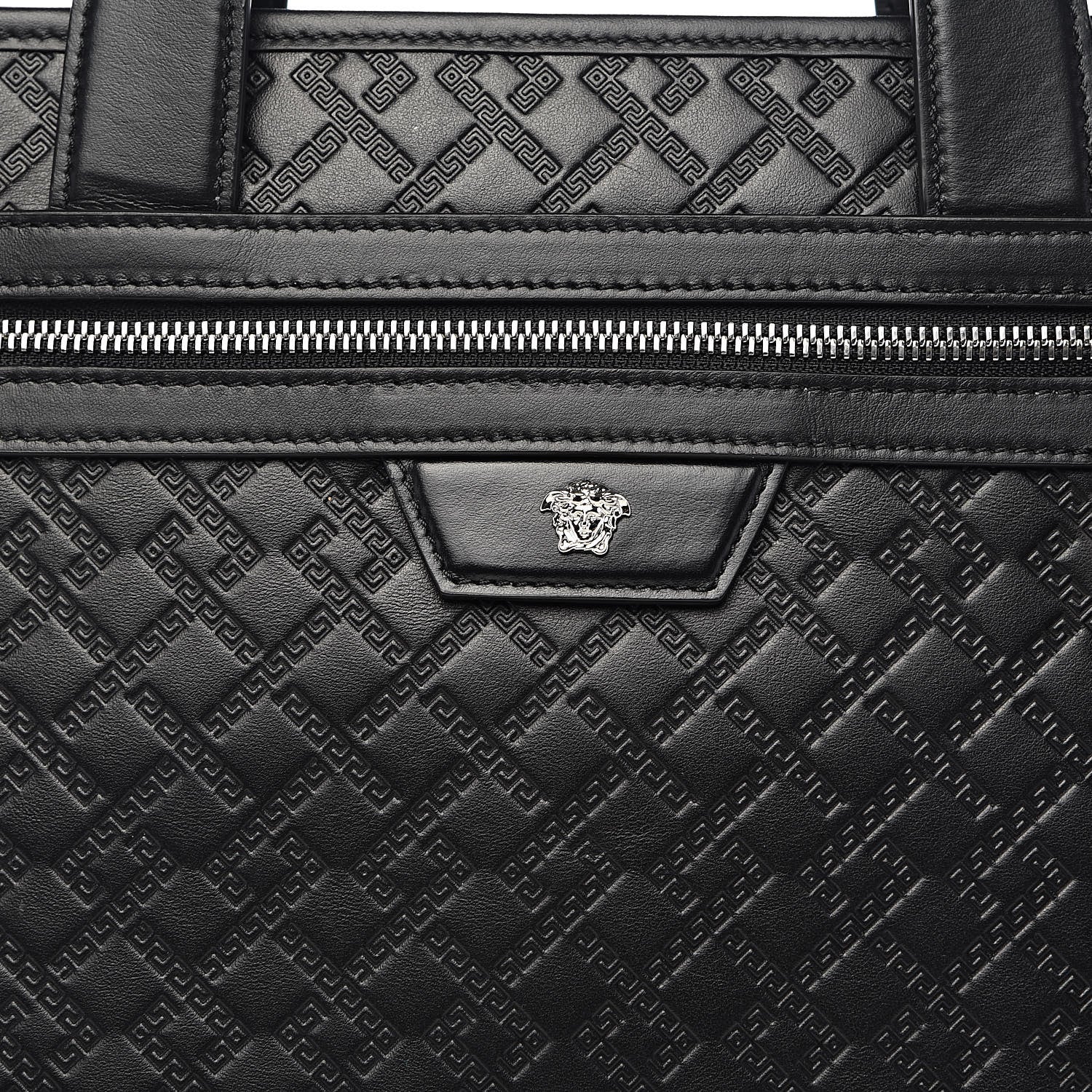 Versace Calfskin Nylon Medusa Lifestyle Tote Black 9 of 9