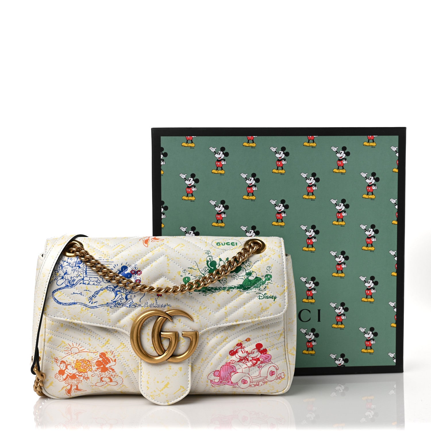 Gucci X DISNEY Calfskin Matelasse Mickey Minnie Mouse Medium GG Marmont Shoulder Bag Multicolor 10 of 10