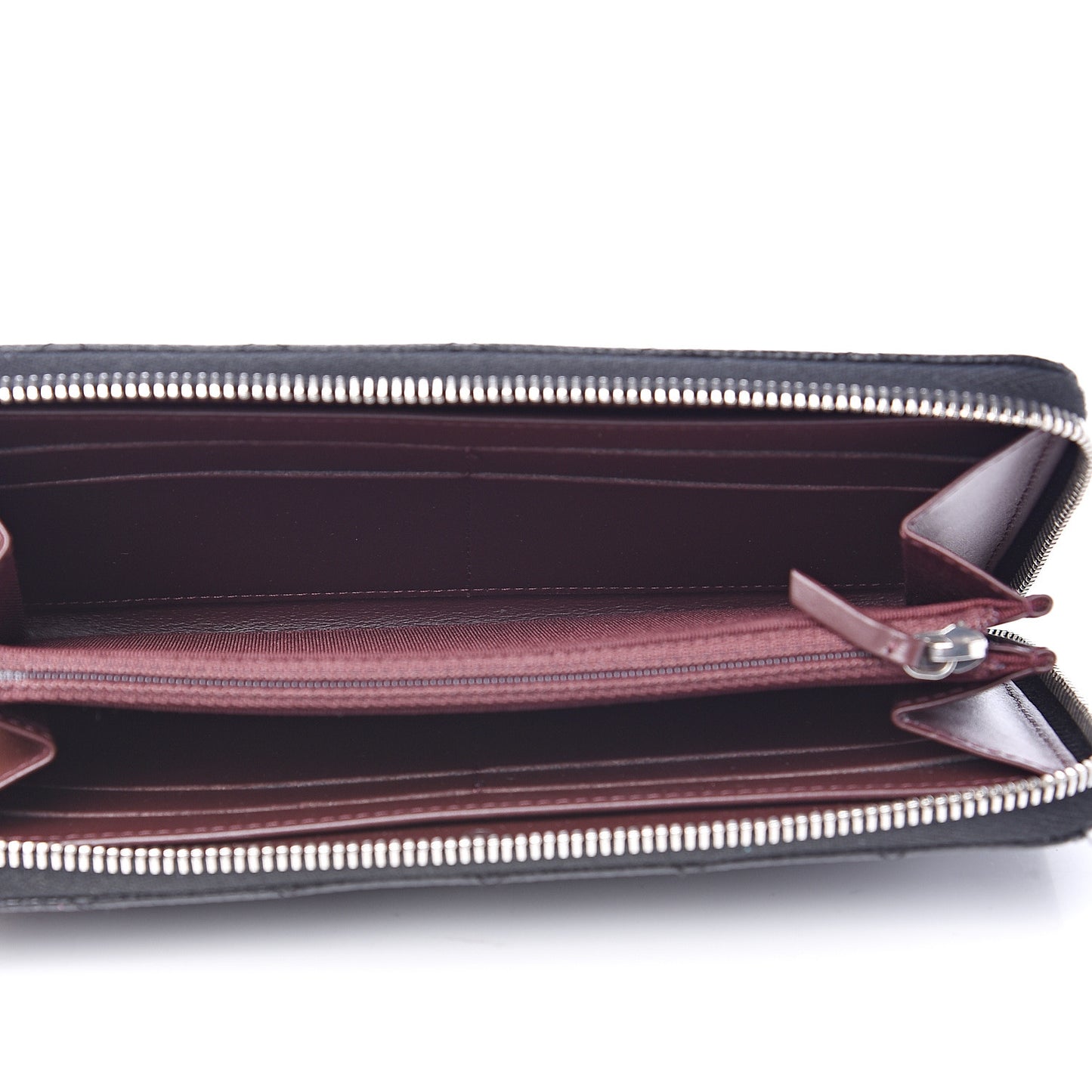 Caviar Quilted Large Gusset Zip Around Wallet Black