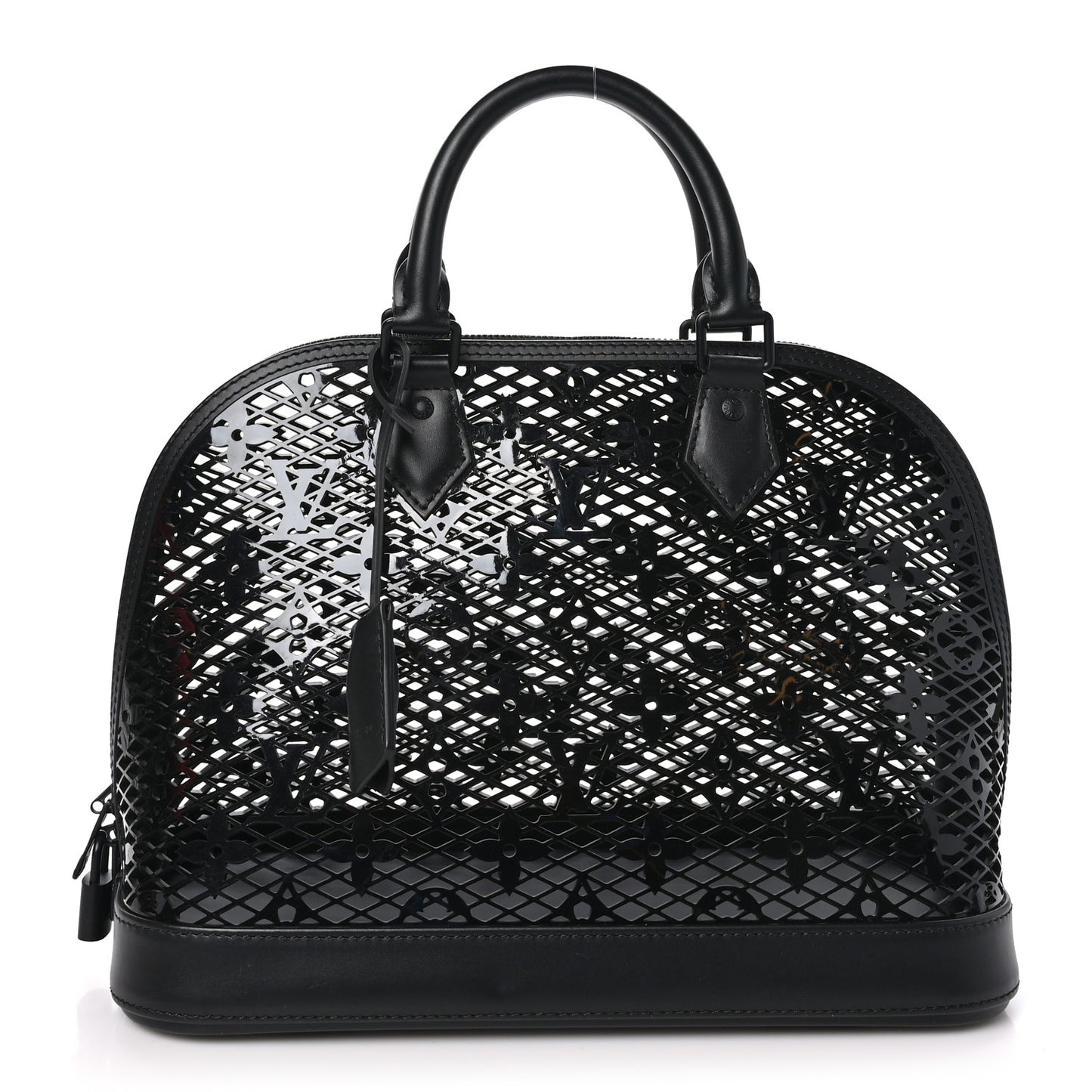 Patent Calfskin Laced Monogram Alma PM Black