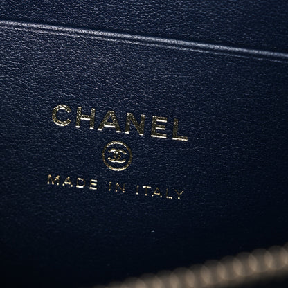 Chanel Caviar Quilted Top Handle Slim Vanity With Chain Navy 6 of 11