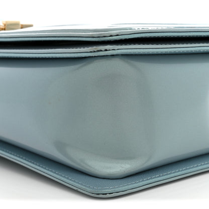 Chanel Iridescent Glazed Calfskin Quilted New Medium Boy Flap Light Blue 10 of 12