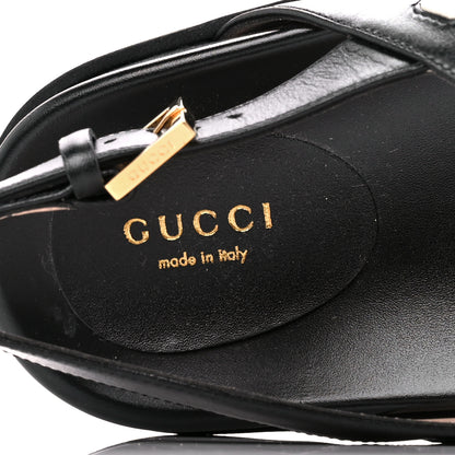 Gucci Logo Calfskin Slingback Sandals 38 Black 8 of 9