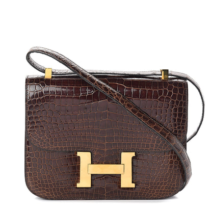 Hermes Shiny Porosus Crocodile Constance 23 Havane 1 of 18
