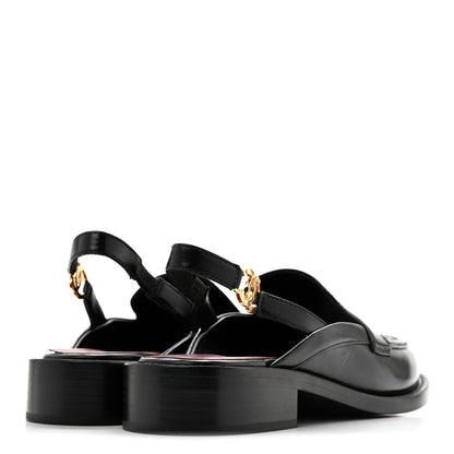 Chanel Glazed Calfskin CC Slingback Flats 37 Black 5 of 10