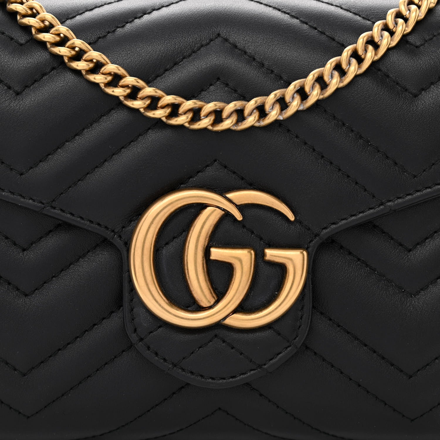 Gucci Calfskin Matelasse GG Marmont Chain Wallet Black 8 of 11