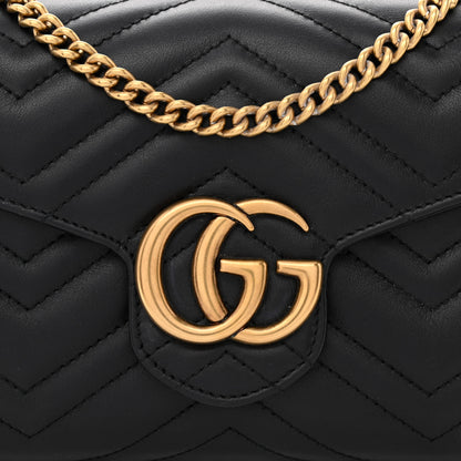 Gucci Calfskin Matelasse GG Marmont Chain Wallet Black 8 of 11