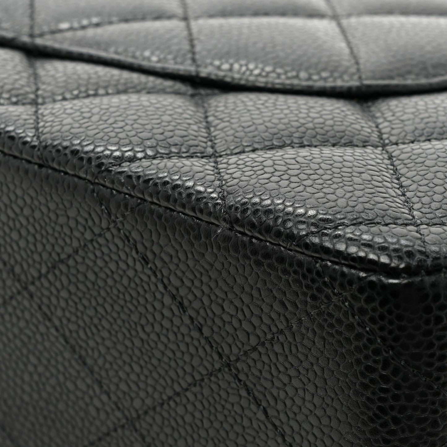 Caviar Quilted Jumbo Double Flap Black