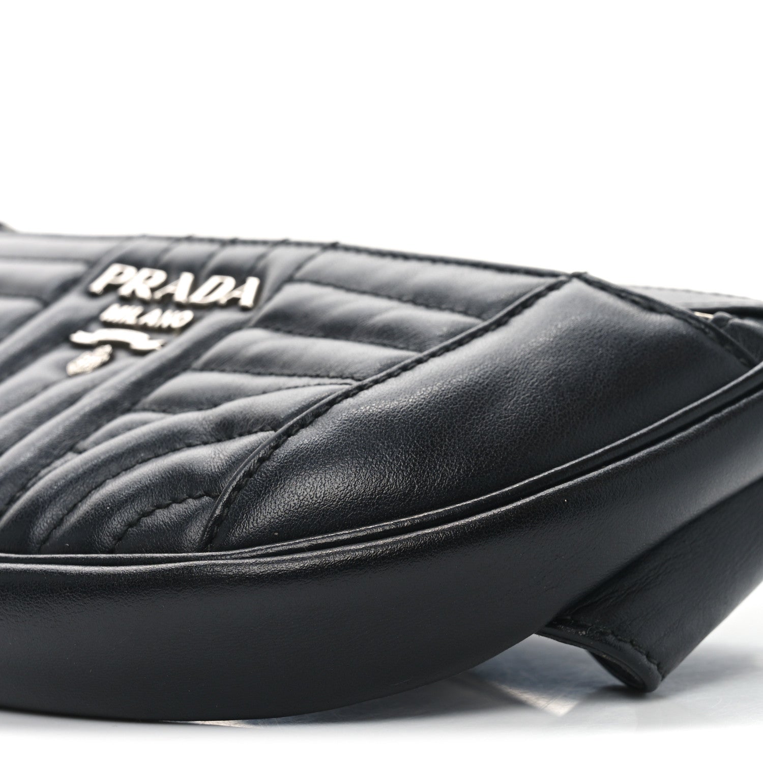 Prada Soft Calfskin Impunture Diagramme Belt Bag Black 9 of 10